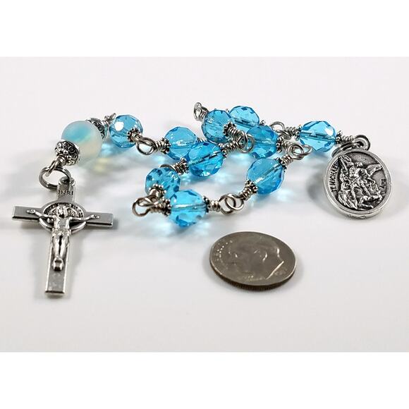 One Decade Rosary, Police Rosary, Handmade Saint Michael Pocket Rosary - Picture 6 of 10